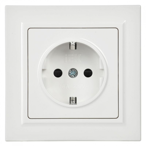 Розетка BRITE РСР14-1-0-БрБ 16А в сборе с заземл. защ. шторки бел. IEK BR-R14-16-K01-F BR-R14-16-K01-F