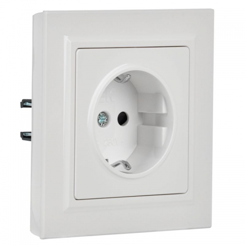 Розетка BRITE РСР14-1-0-БрБ 16А в сборе с заземл. защ. шторки бел. IEK BR-R14-16-K01-F BR-R14-16-K01-F
