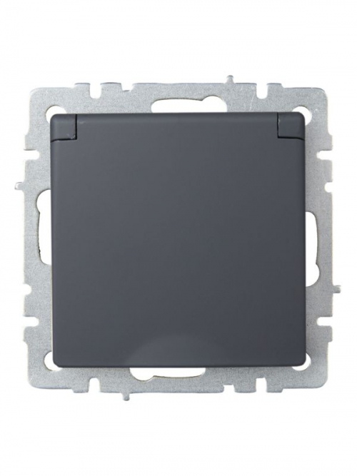 Розетка BRITE РСбш10-3-БрГ 16А IP20 с заземл. защ. шторки с крышкой графит IEK BR-R16-16-K53 BR-R16-16-K53