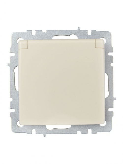 Розетка BRITE РСбш10-3-БрКр 16А IP20 с заземл. защ. шторки с крышкой беж. IEK BR-R16-16-K10 BR-R16-16-K10