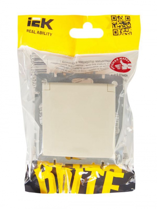 Розетка BRITE РСбш10-3-БрКр 16А IP20 с заземл. защ. шторки с крышкой беж. IEK BR-R16-16-K10 BR-R16-16-K10