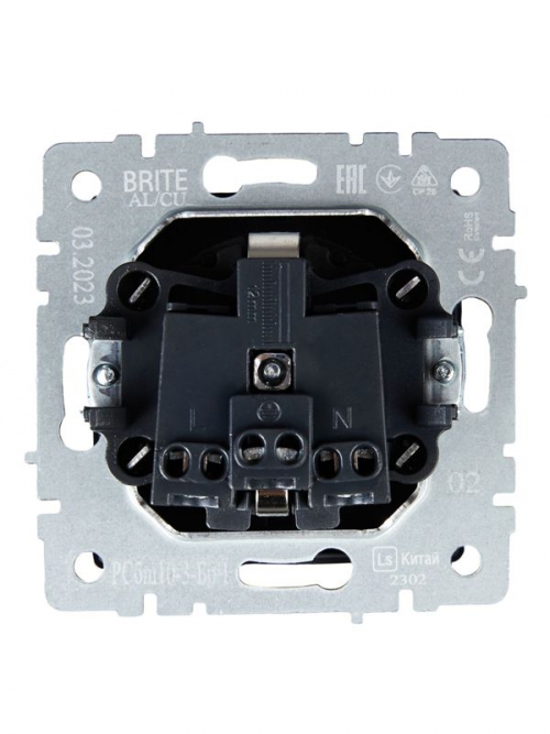 Розетка BRITE РСбш10-3-БрЧ 16А IP20 с заземл. защ. шторки с крышкой черн. IEK BR-R16-16-K02 BR-R16-16-K02