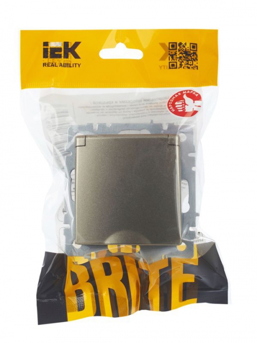 Розетка BRITE РСбш10-3-БрШ 16А IP20 с заземл. защ. шторки с крышкой шампань IEK BR-R16-16-K37 BR-R16-16-K37