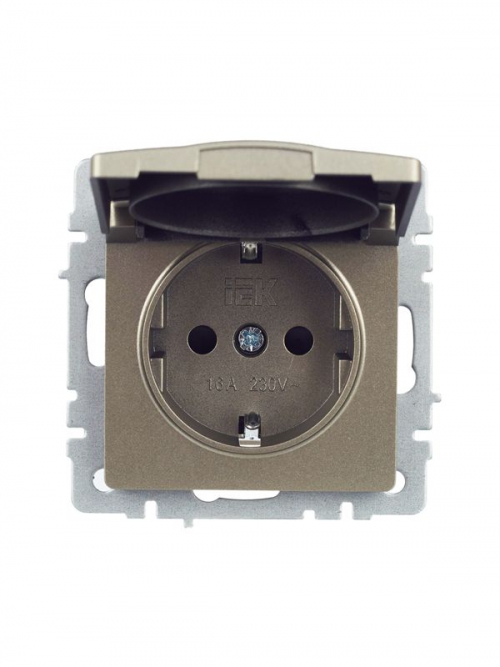 Розетка BRITE РСбш10-3-БрШ 16А IP20 с заземл. защ. шторки с крышкой шампань IEK BR-R16-16-K37 BR-R16-16-K37