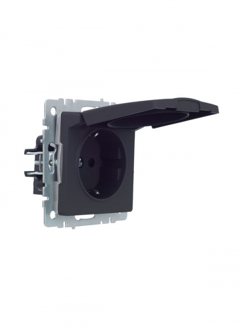 Розетка BRITE РСбш10-3-44-БрГ 16А IP44 с заземл. защ. шторки с крышкой графит IEK BR-R16-16-44-K53 BR-R16-16-44-K53
