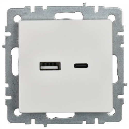 Розетка BRITE USB A+C 18Вт РЮ11-1-БрБ бел. IEK BR-U22-018-K01 BR-U22-018-K01