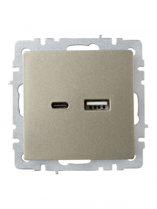 Розетка BRITE USB A+C 18Вт РЮ11-1-БрШ шампань IEK BR-U22-018-K37 BR-U22-018-K37