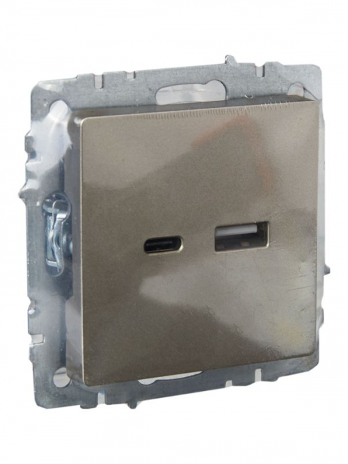 Розетка BRITE USB A+C 18Вт РЮ11-1-БрШ шампань IEK BR-U22-018-K37 BR-U22-018-K37