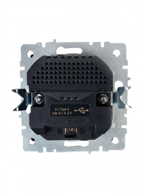 Розетка BRITE РЮш10-2-БрА 16А с USB A+A 3.1А с заземл. защ. шторки алюм. IEK BR-R14-16-U21-D31-K47 BR-R14-16-U21-D31-K47