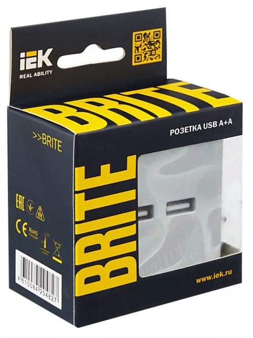 Розетка BRITE USB A+A 3.1А РЮ10-1-БрА алюм. IEK BR-U21-D31-K47 BR-U21-D31-K47