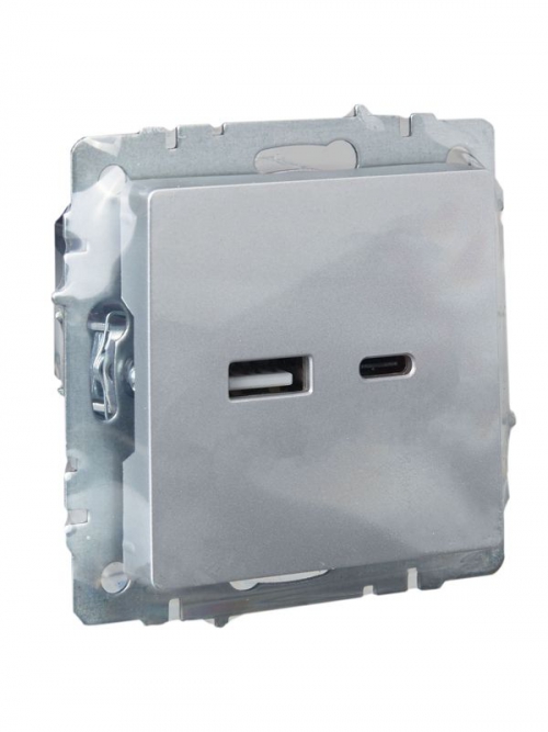 Розетка BRITE USB A+C 18Вт РЮ11-1-БрА алюм. IEK BR-U22-018-K47 BR-U22-018-K47