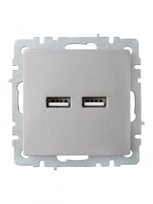 Розетка BRITE USB A+A 3.1А РЮ10-1-БрС сталь IEK BR-U21-D31-K46 BR-U21-D31-K46