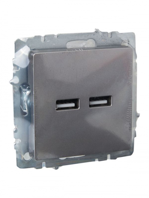 Розетка BRITE USB A+A 3.1А РЮ10-1-БрС сталь IEK BR-U21-D31-K46 BR-U21-D31-K46