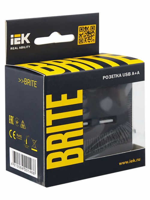 Розетка BRITE USB A+A 3.1А РЮ10-1-БрГ графит IEK BR-U21-D31-K53 BR-U21-D31-K53