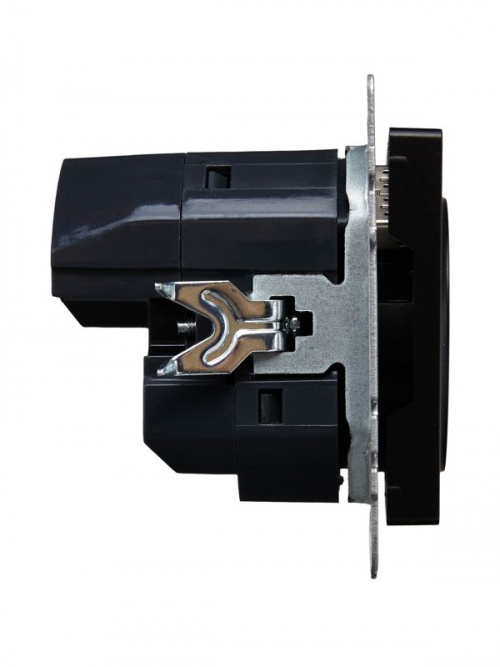 Розетка BRITE РЮш10-1-БрЧ 16А с USB A+A 2.1А с заземл. защ. шторки черн. IEK BR-R14-16-U21-D21-K02 BR-R14-16-U21-D21-K02