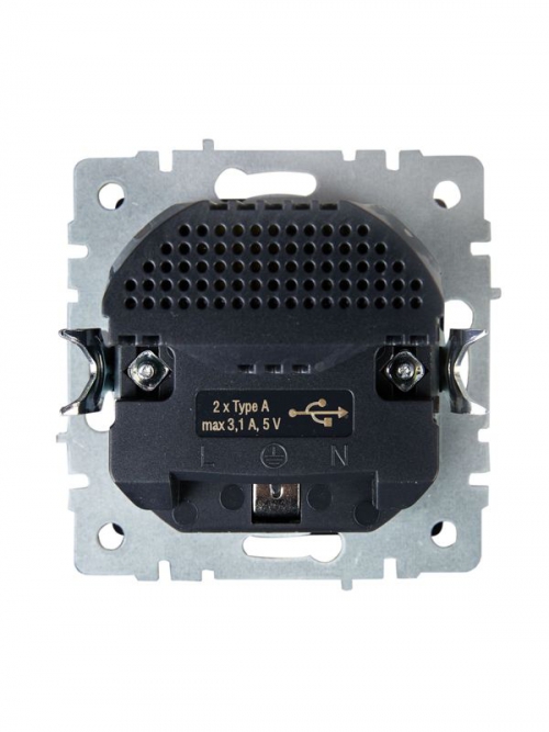 Розетка BRITE РЮш10-2-БрЧ 16А с USB A+A 3.1А с заземл. защ. шторки черн. IEK BR-R14-16-U21-D31-K02 BR-R14-16-U21-D31-K02