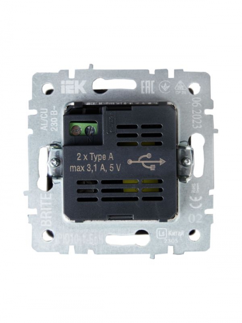 Розетка BRITE USB A+A 3.1А РЮ10-1-БрЧ черн. IEK BR-U21-D31-K02 BR-U21-D31-K02