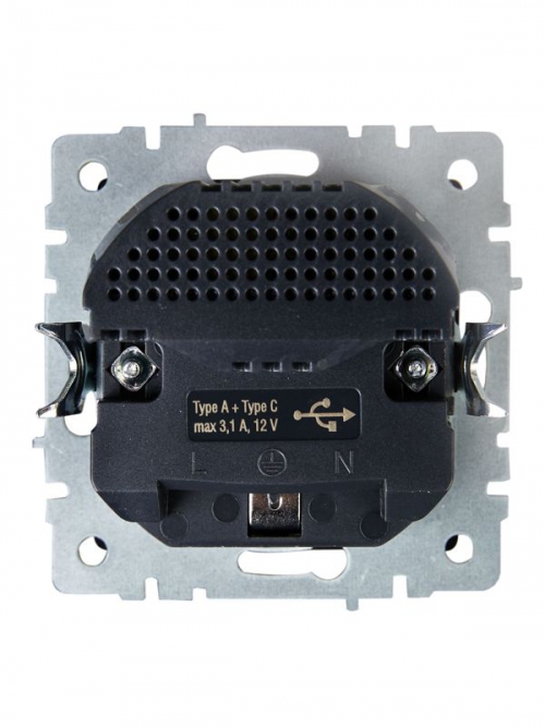 Розетка BRITE РЮш11-1-БрЧ 16А с USB A+C 18Вт с заземл. защ. шторки черн. IEK BR-R14-16-U22-018-K02 BR-R14-16-U22-018-K02