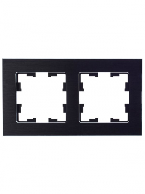 Рамка 2-м BRITE РУ-2-1-БрЧ металл черн. IEK BR-M22-M-K02 BR-M22-M-K02