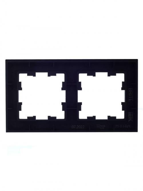 Рамка 2-м BRITE РУ-2-1-БрЧ металл черн. IEK BR-M22-M-K02 BR-M22-M-K02