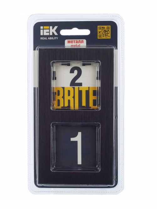 Рамка 2-м BRITE РУ-2-1-БрЧ металл черн. IEK BR-M22-M-K02 BR-M22-M-K02
