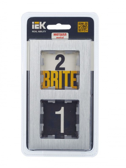 Рамка 2-м BRITE РУ-2-1-БрА металл алюм. IEK BR-M22-M-K47 BR-M22-M-K47