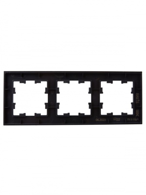 Рамка 3-м BRITE РУ-3-1-БрЧ металл черн. IEK BR-M32-M-K02 BR-M32-M-K02