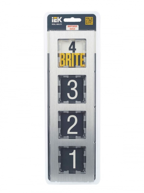 Рамка 4-м BRITE РУ-4-1-БрА металл алюм. IEK BR-M42-M-K47 BR-M42-M-K47