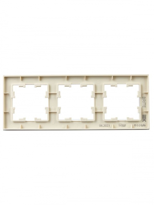 Рамка 3-м BRITE РУ-3-2-БрВа стекло ванильн. IEK BR-M32-G-K10 BR-M32-G-K10