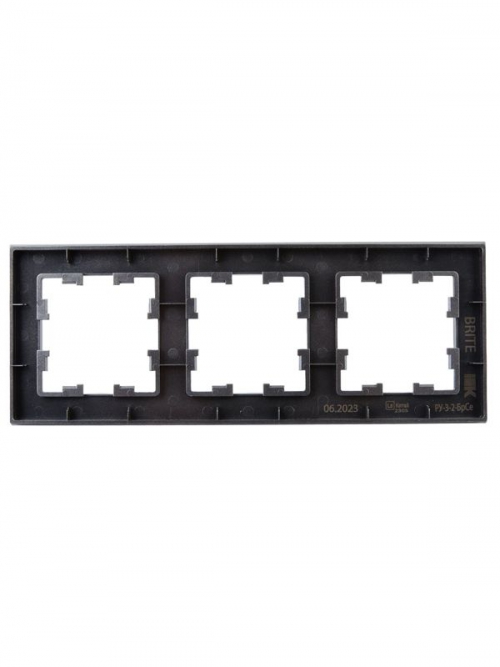 Рамка 3-м BRITE РУ-3-2-БрСе стекло сер. IEK BR-M32-G-K03 BR-M32-G-K03