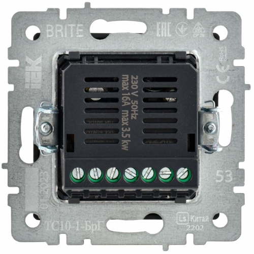 Термостат электронный с индикацией BRITE СП IP20 ТС10-1-БрГ графит IEK BR-RT11-K53 BR-RT11-K53