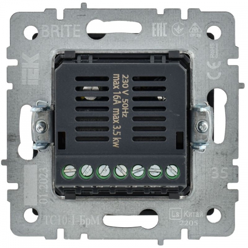 Термостат электронный с индикацией BRITE СП IP20 ТС10-1-БрМ маренго IEK BR-RT11-K35 BR-RT11-K35