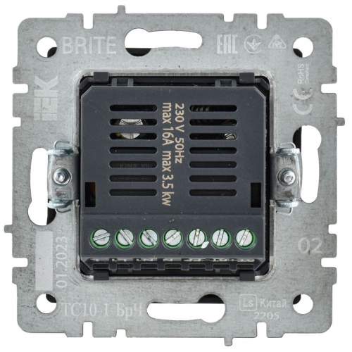 Термостат электронный с индикацией BRITE СП IP20 ТС10-1-БрЧ черн. IEK BR-RT11-K02 BR-RT11-K02