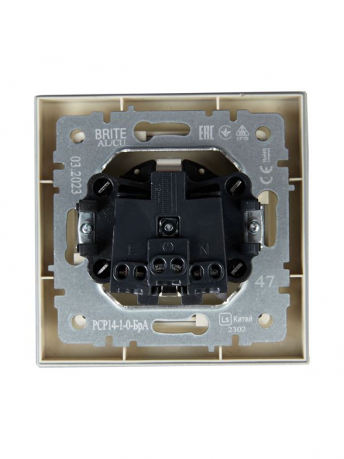 Розетка СП BRITE РСР14-1-0-БрА 16А в сборе с заземл. защ. шторки алюм. IEK BR-R14-16-K47-F BR-R14-16-K47-F