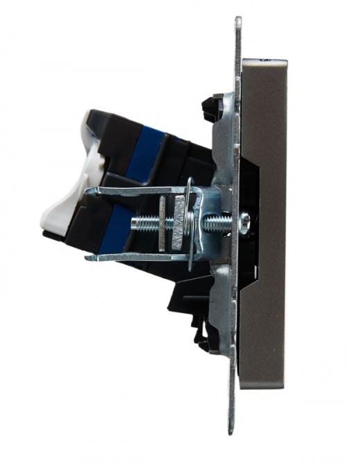 Розетка компьютерная СП RJ45 кат.6 BRITE РК11-БрС сталь IEK BR-K10-2-K46 BR-K10-2-K46