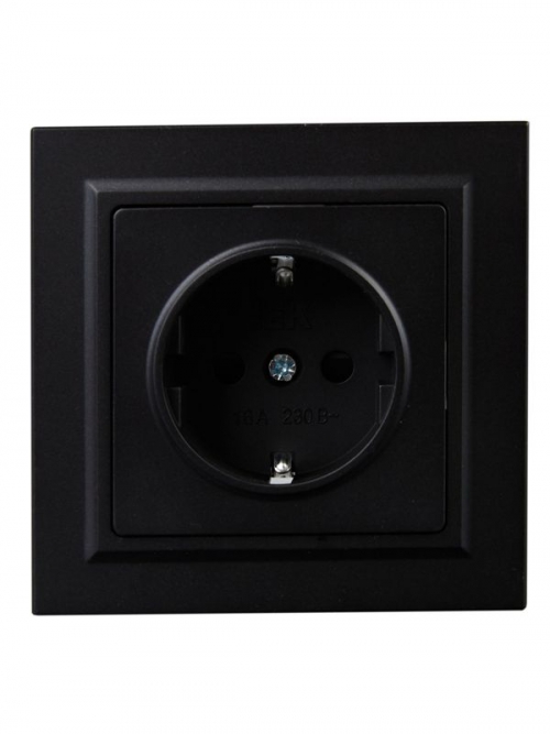 Розетка СП BRITE РСР14-1-0-БрЧ 16А в сборе с заземл. защ. шторки черн. IEK BR-R14-16-K02-F BR-R14-16-K02-F