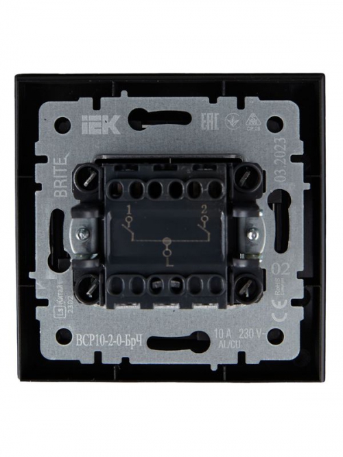 Выключатель 2-кл. СП BRITE ВСР10-2-0-БрЧ 10А в сборе черн. IEK BR-V20-0-10-K02-F BR-V20-0-10-K02-F