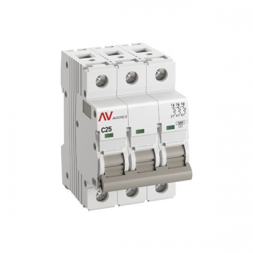 Выключатель автоматический модульный 3п C 25А 10кА AV-10 AVERES EKF mcb10-3-25C-av mcb10-3-25C-av