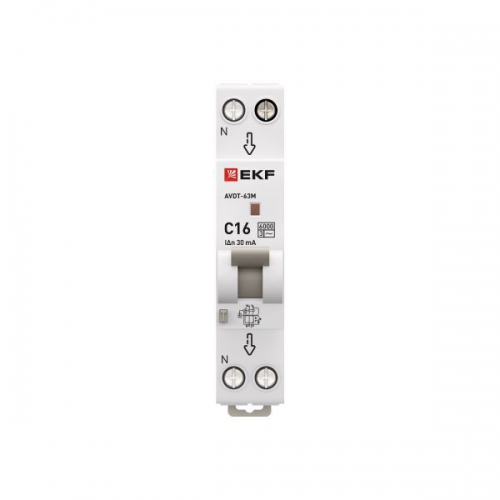 Выключатель автоматический дифференциального тока 1мод. C 16А 30мА тип AC 6кА АВДТ-63М электрон. PROxima EKF DA63M-16-30 DA63M-16-30