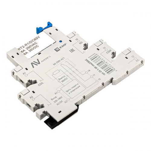 Реле промежуточное РП slim 23/1 6А 230В AC с розеткой в сборе EKF rps-23-1-60-rms230AC rps-23-1-60-rms230AC