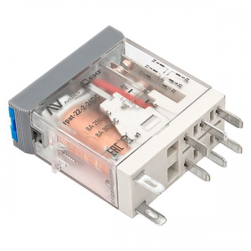 Реле промежуточное с кнопкой и мех. индикацией RPAt 22/2 8А 24В DC EKF rpat-22-2-24DC rpat-22-2-24DC