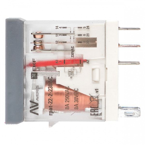 Реле промежуточное с кнопкой и мех. индикацией RPAt 22/2 8А 230В AC EKF rpat-22-2-230AC rpat-22-2-230AC