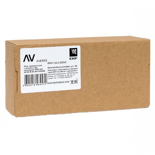 Реле промежуточное с кнопкой и мех. индикацией RPAt 22/2 8А 230В AC EKF rpat-22-2-230AC rpat-22-2-230AC