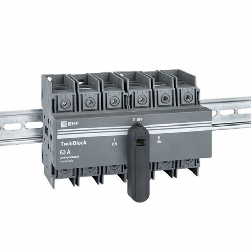 Рубильник 3п 63А реверсивный с рукояткой для прямой установки TwinBlock EKF tb-s-63-3p-rev tb-s-63-3p-rev