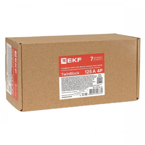 Рубильник 4п 125А реверсивный с рукояткой для прямой установки TwinBlock EKF tb-s-125-4p-rev tb-s-125-4p-rev