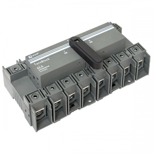 Рубильник 4п 63А реверсивный с рукояткой для прямой установки TwinBlock EKF tb-s-63-4p-rev tb-s-63-4p-rev