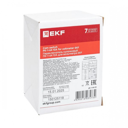 Переключатель кулачковый ПК-1-64 10А для вольтметра EKF pk-1-64-10 pk-1-64-10