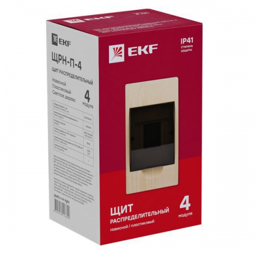 Щит ЩРН-П-4 IP41 светлое дерево PROxima EKF pb40-n-4-light pb40-n-4-light