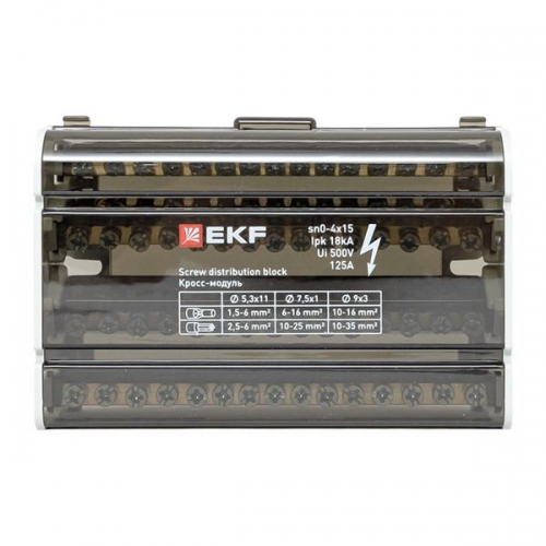 Шина нулевая в корпусе 4х15 EKF sn0-4x15 sn0-4x15