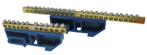 Шина нулевая N 6х9 12 отвер. латунь син. изолятор на DIN-рейку PROxima EKF sn0-63-12-d sn0-63-12-d